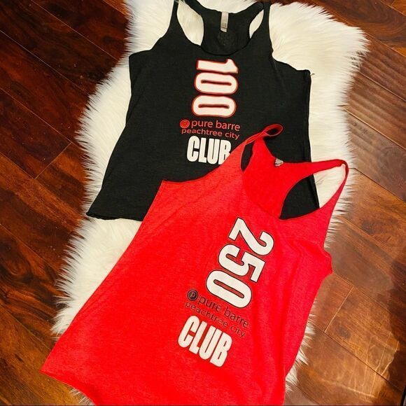 2 | Pure Barre Red & Gray Racerback Tank Tops Size Large - Picture 1 of 5